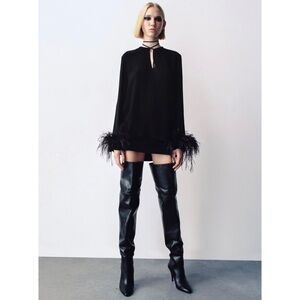 Zara feathered flowy blouse